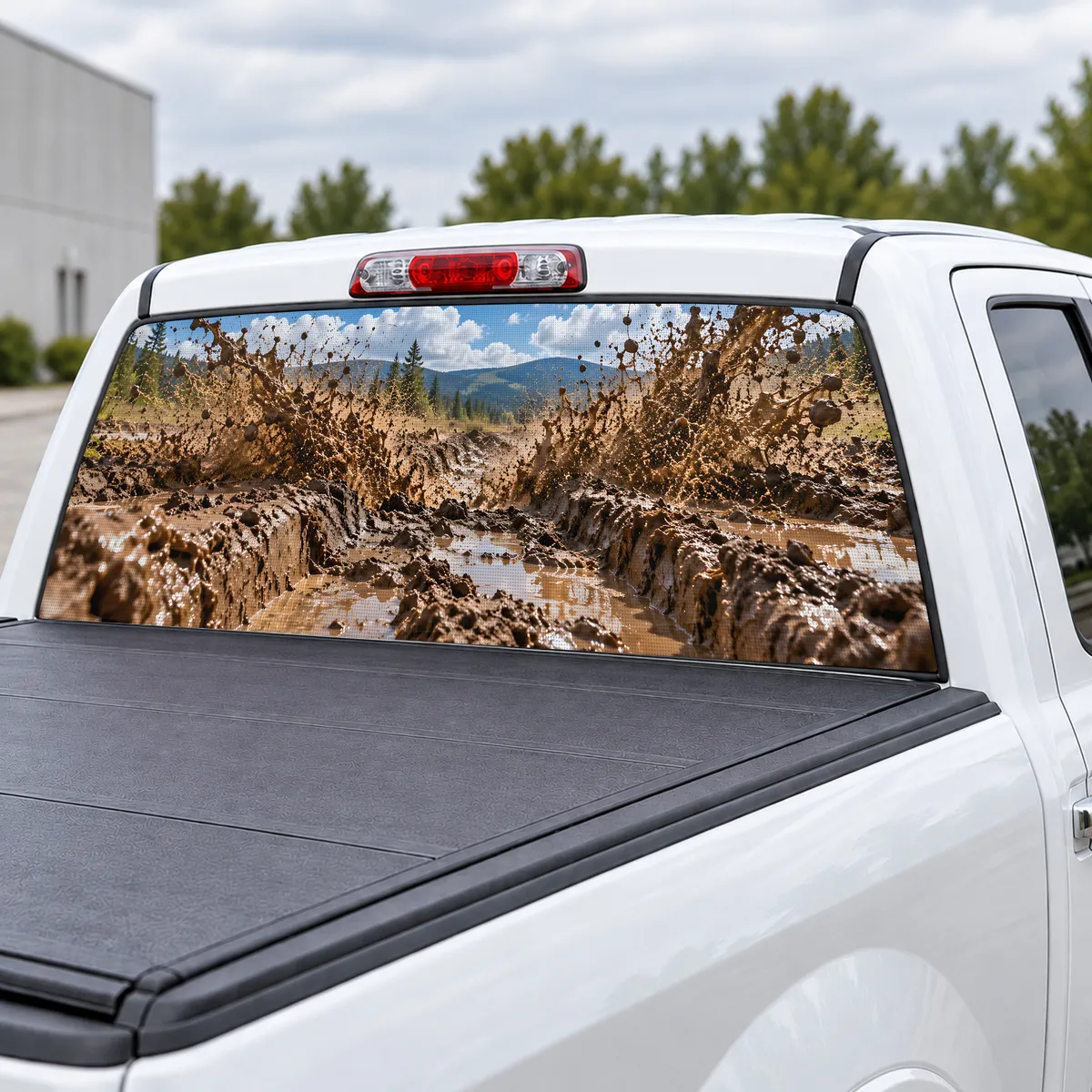 Mud Bog perforated rear window decal for Trucks, view 3 of 4