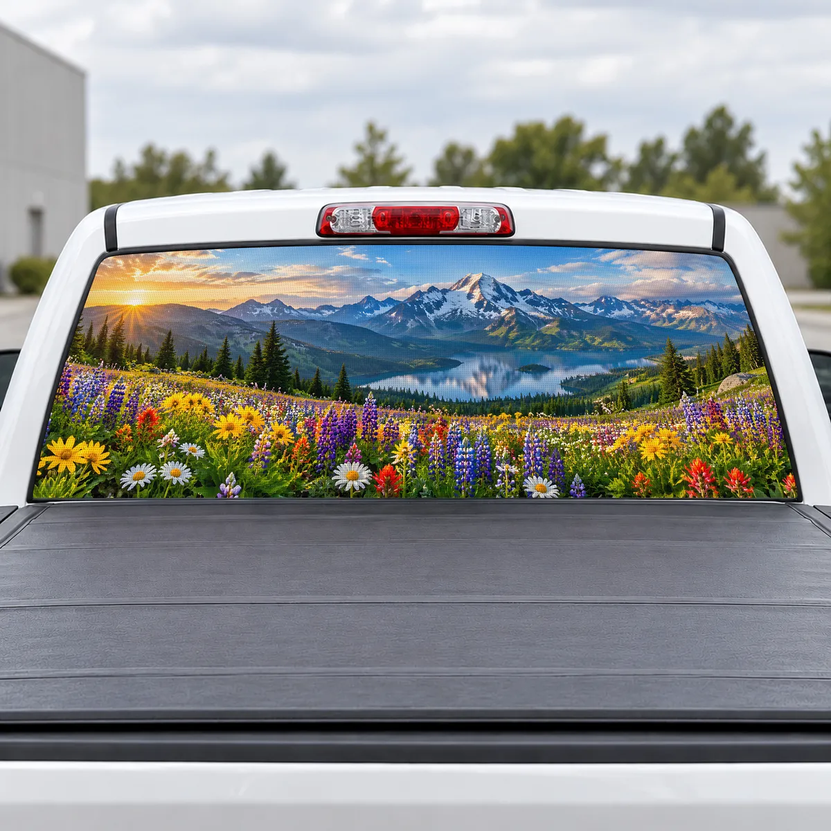Wildflower Meadow perforated rear window decal for Trucks