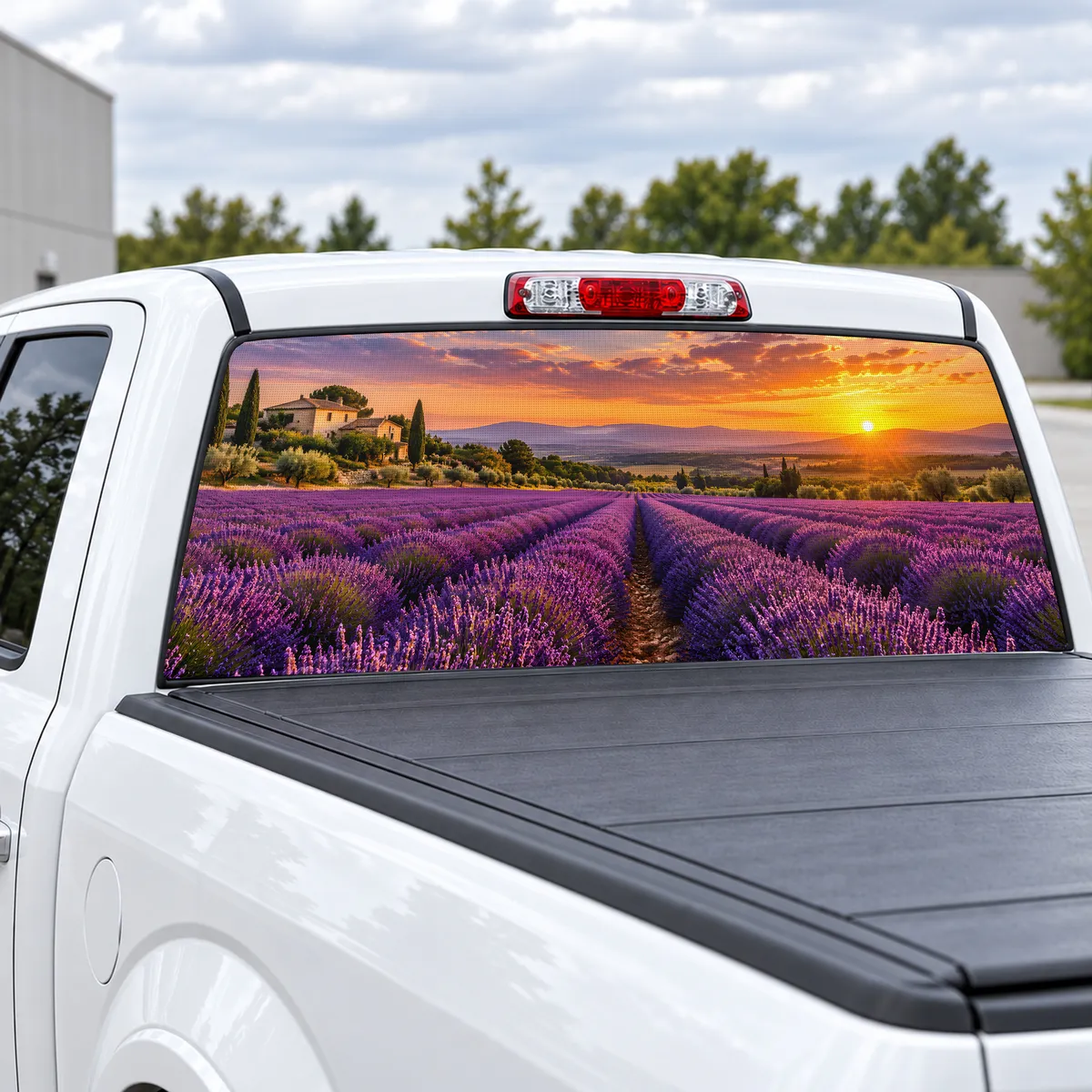 Lavender Fields perforated rear window decal for Trucks, view 2 of 4