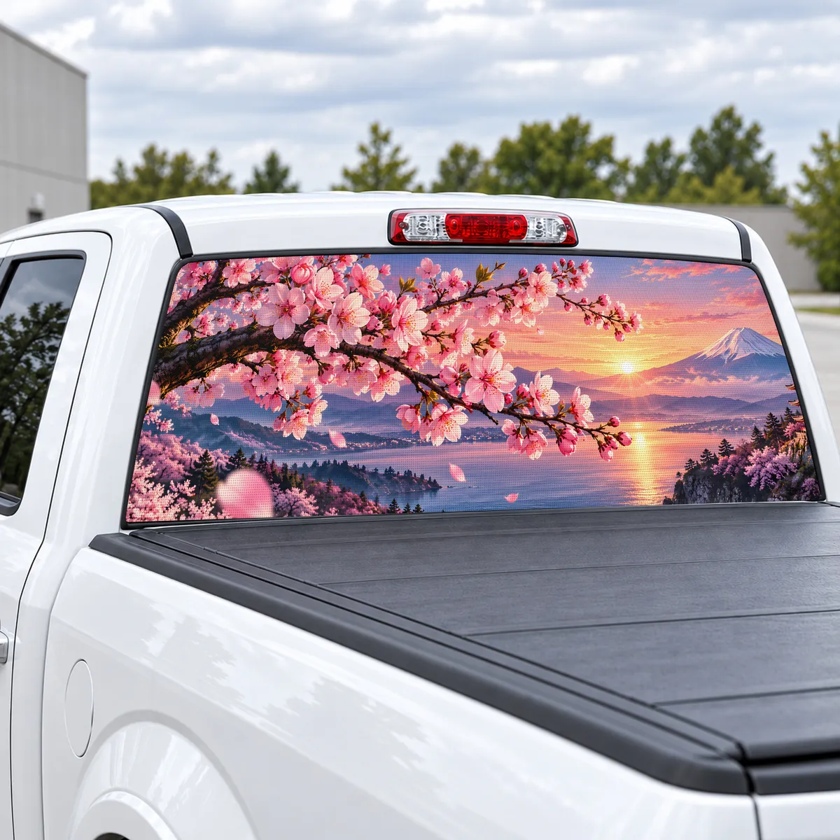 Cherry Blossom Branch perforated rear window decal for, view 2 of 4
