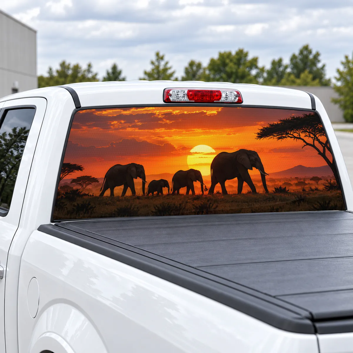 Elephant Dusk perforated rear window decal for Trucks, view 2 of 4