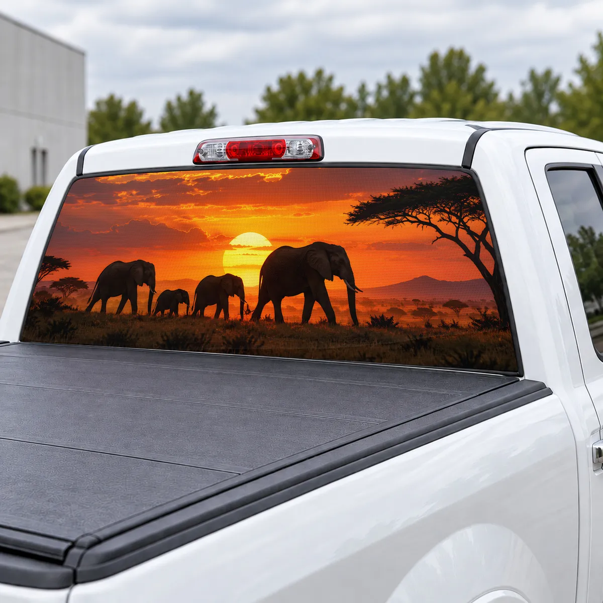 Elephant Dusk perforated rear window decal for Trucks, view 3 of 4