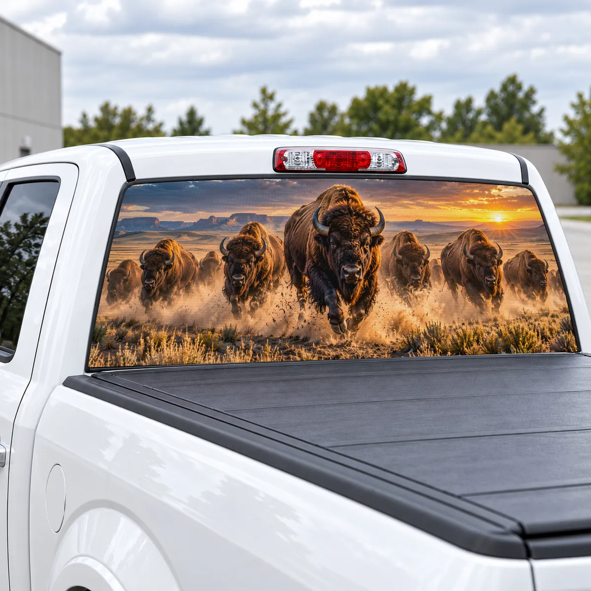Bison Thunder perforated rear window decal for Trucks, view 2 of 4