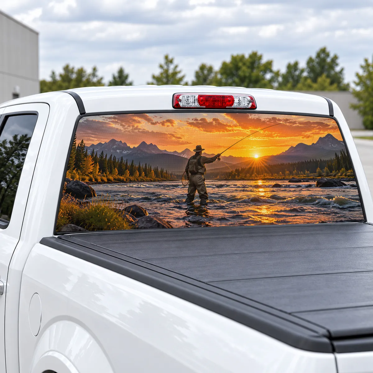 Fly Fisher perforated rear window decal for Trucks, view 2 of 4
