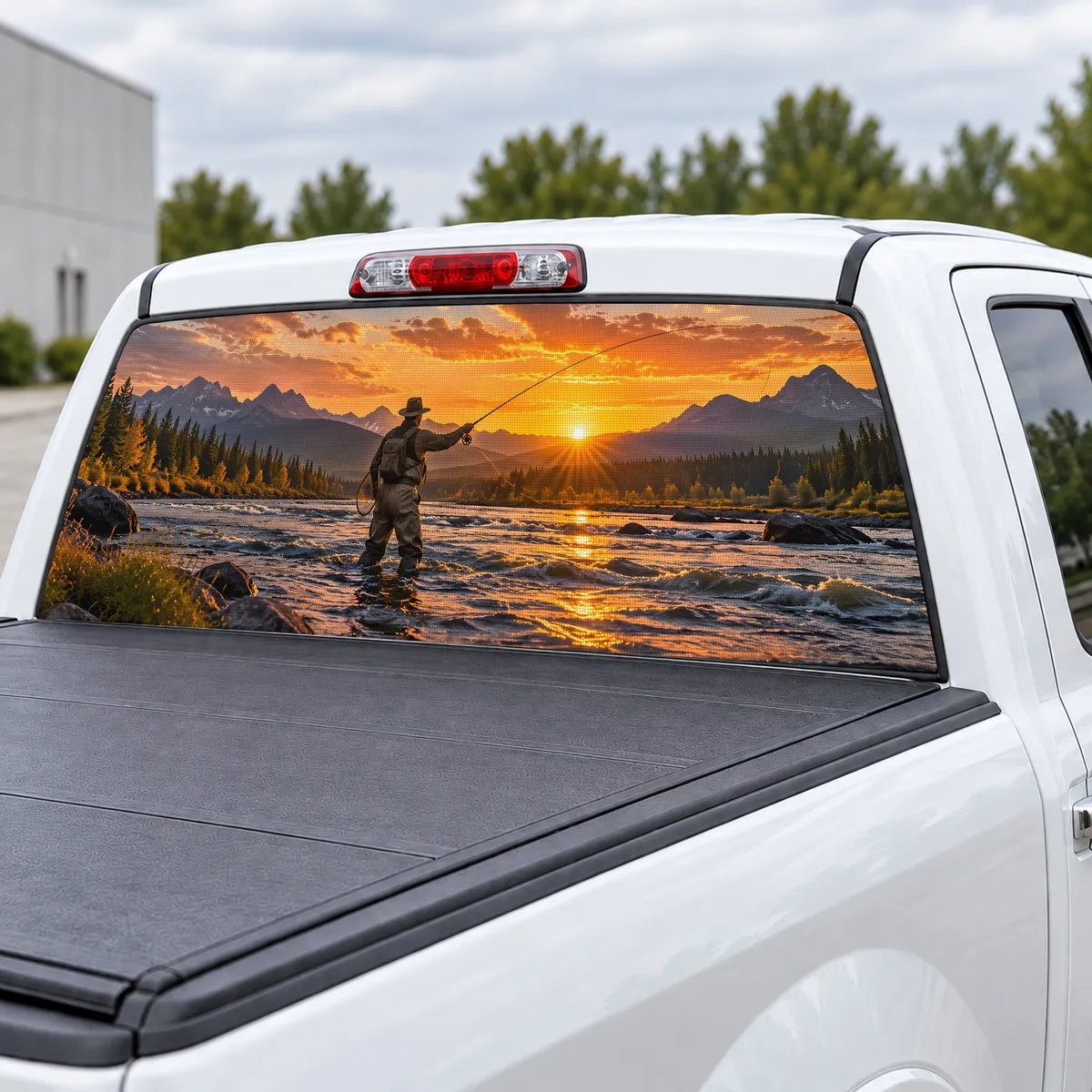 Fly Fisher perforated rear window decal for Trucks, view 3 of 4