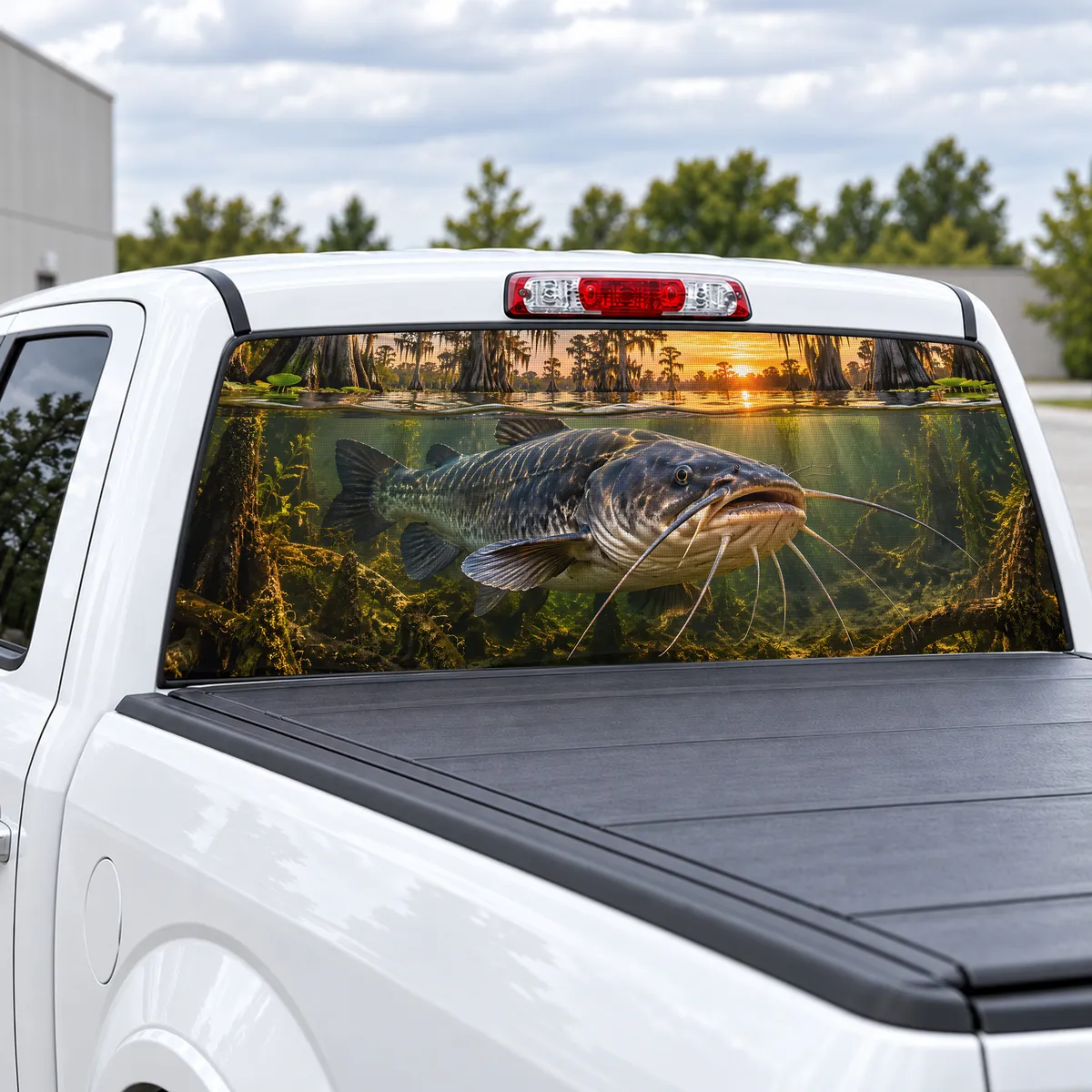 Catfish Bayou perforated rear window decal for Trucks, view 2 of 4