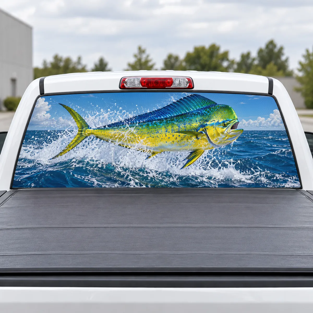 Mahi Strike perforated rear window decal for Trucks