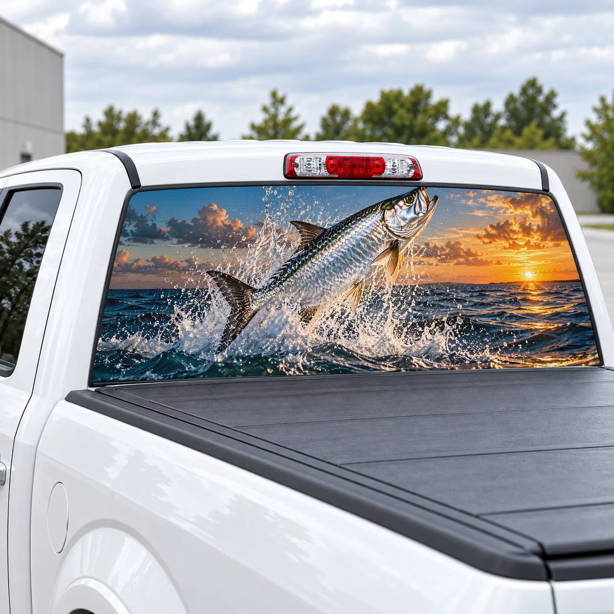Tarpon Leap perforated rear window decal for Trucks, view 2 of 4
