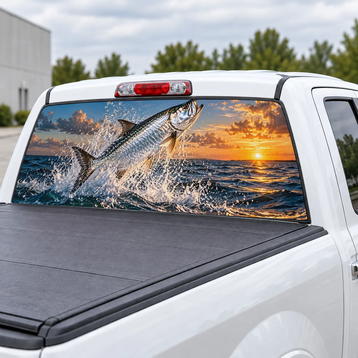 Tarpon Leap perforated rear window decal for Trucks, view 3 of 4