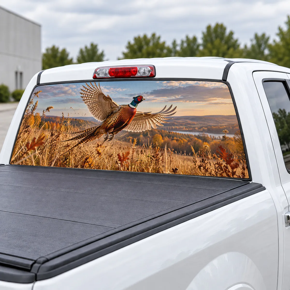 Pheasant Flush perforated rear window decal for Trucks, view 3 of 4
