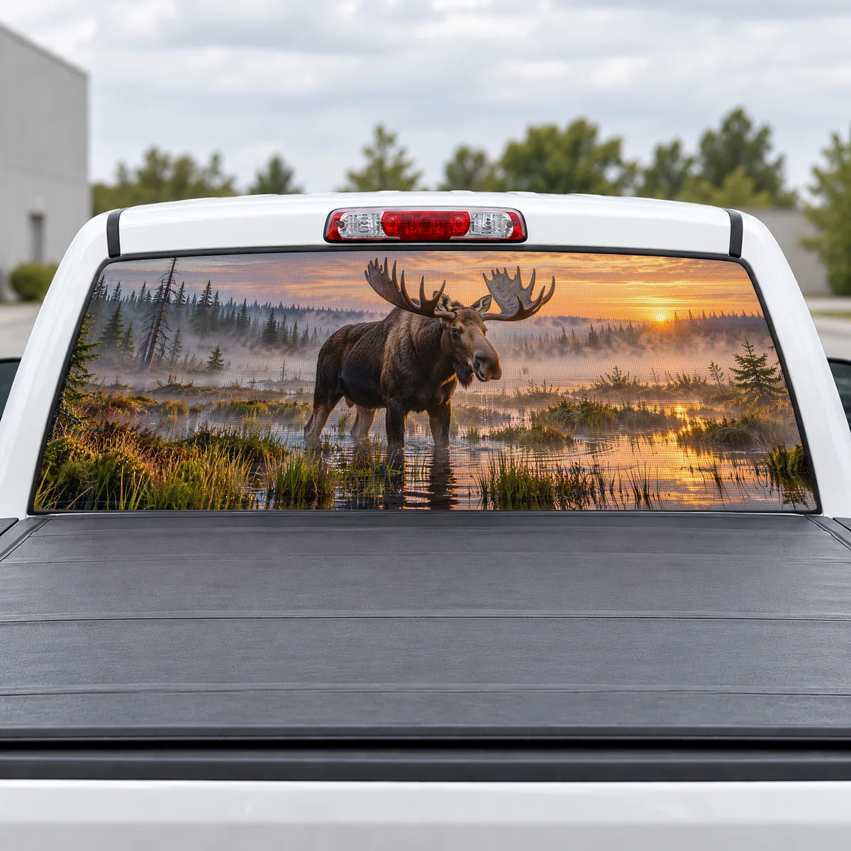 Moose Marsh perforated rear window decal for Trucks