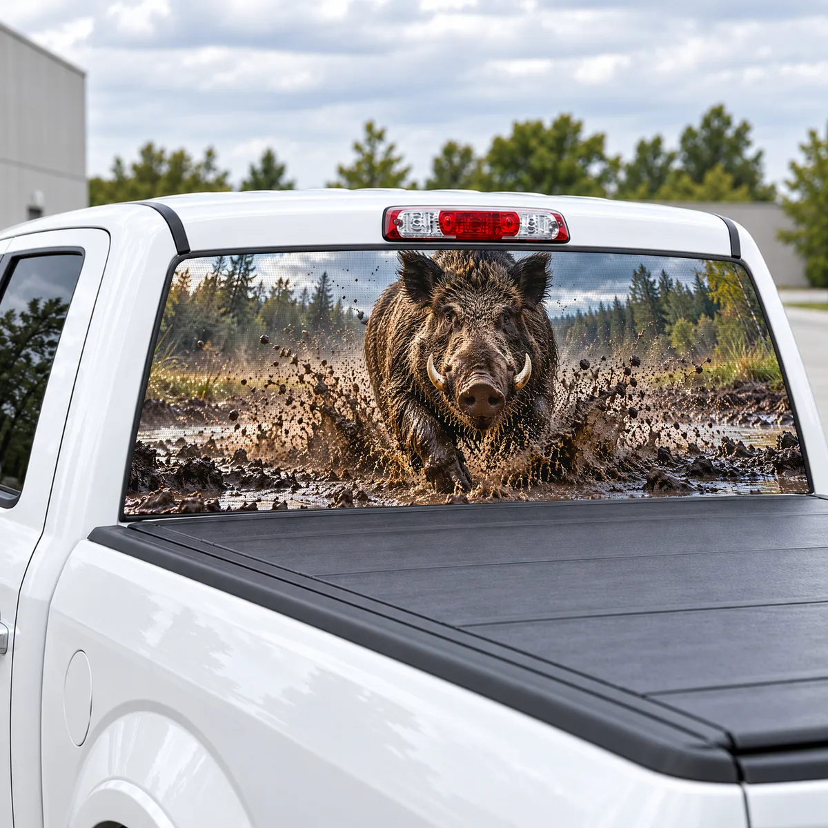 Boar Charge perforated rear window decal for Trucks, view 2 of 4