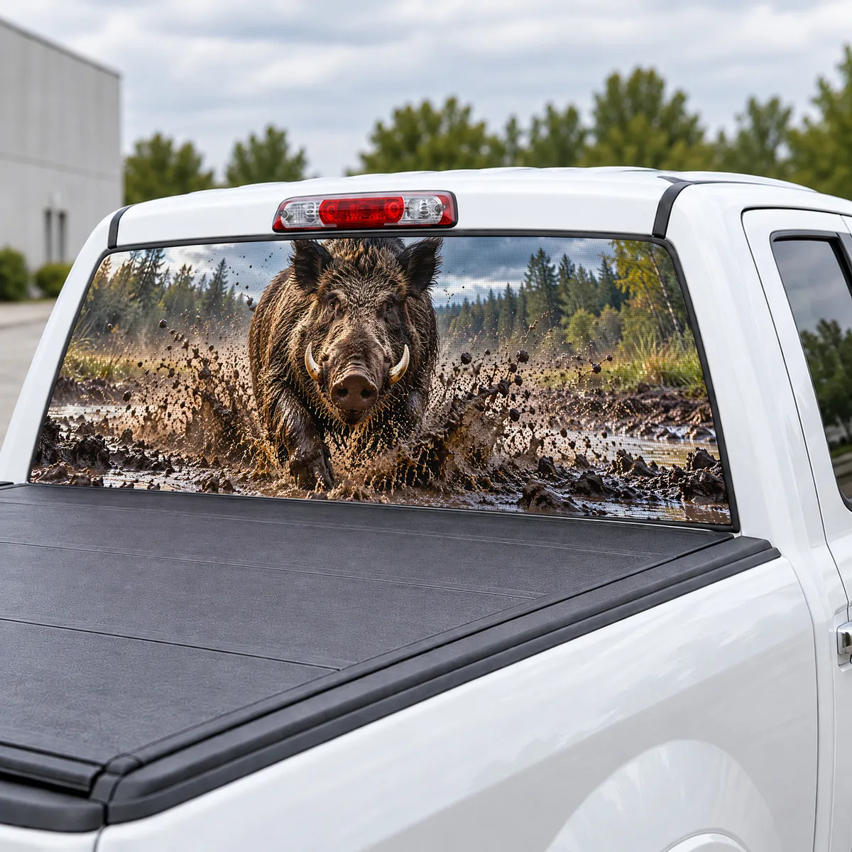 Boar Charge perforated rear window decal for Trucks, view 3 of 4