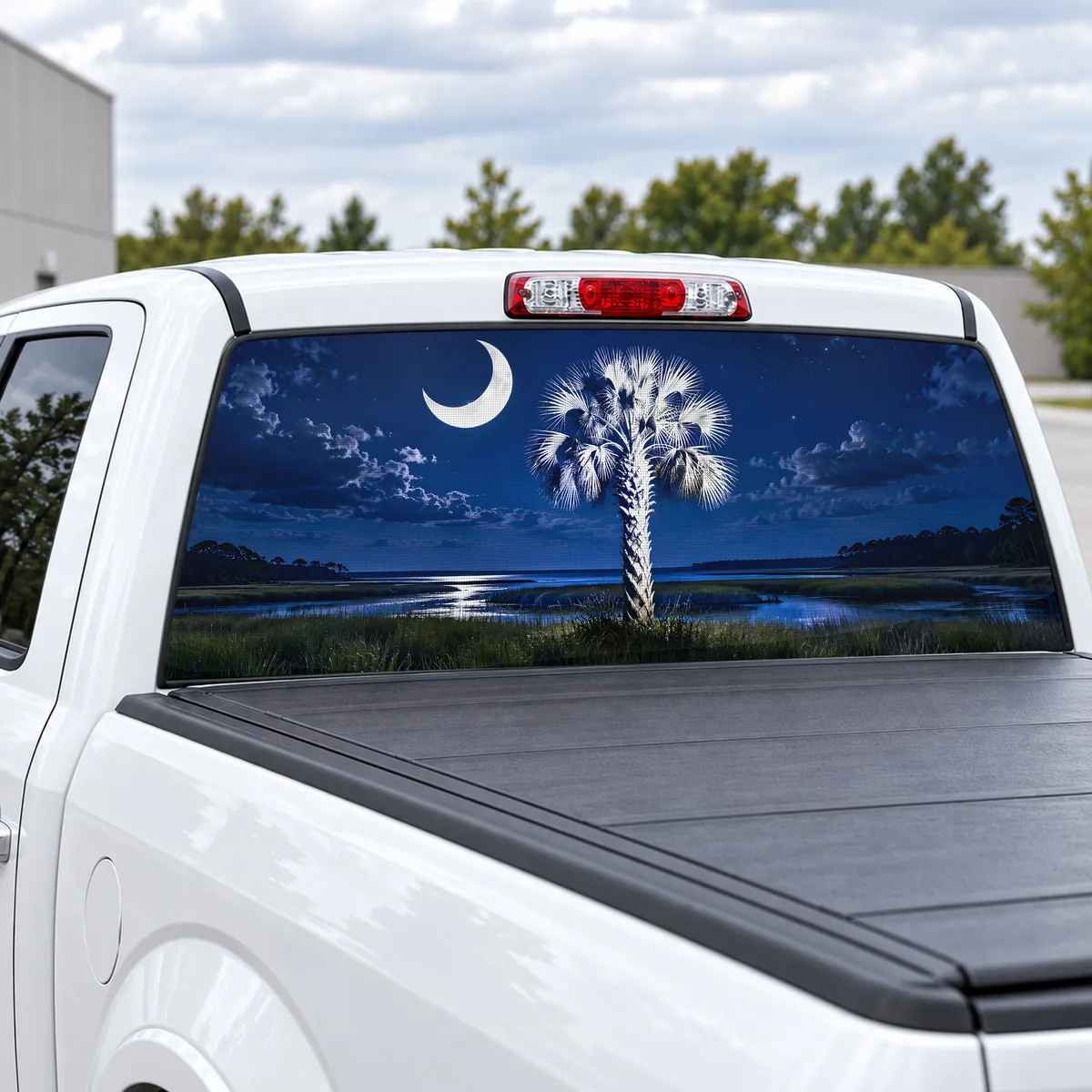 Palmetto Moon perforated rear window decal for Trucks, view 2 of 4