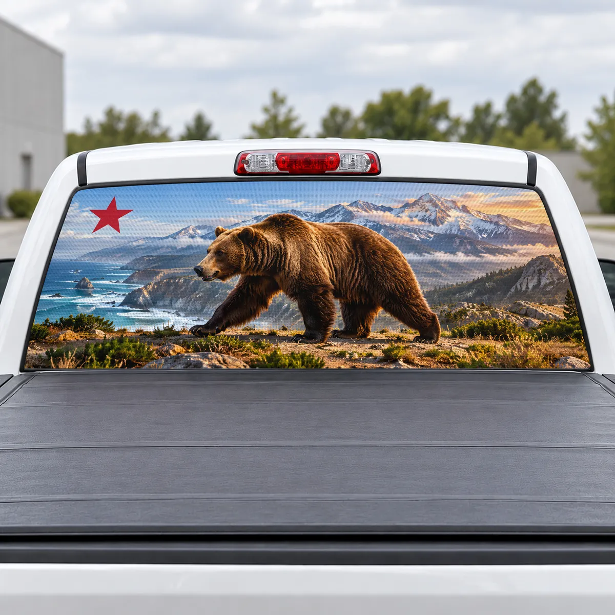 California Bear perforated rear window decal for Trucks