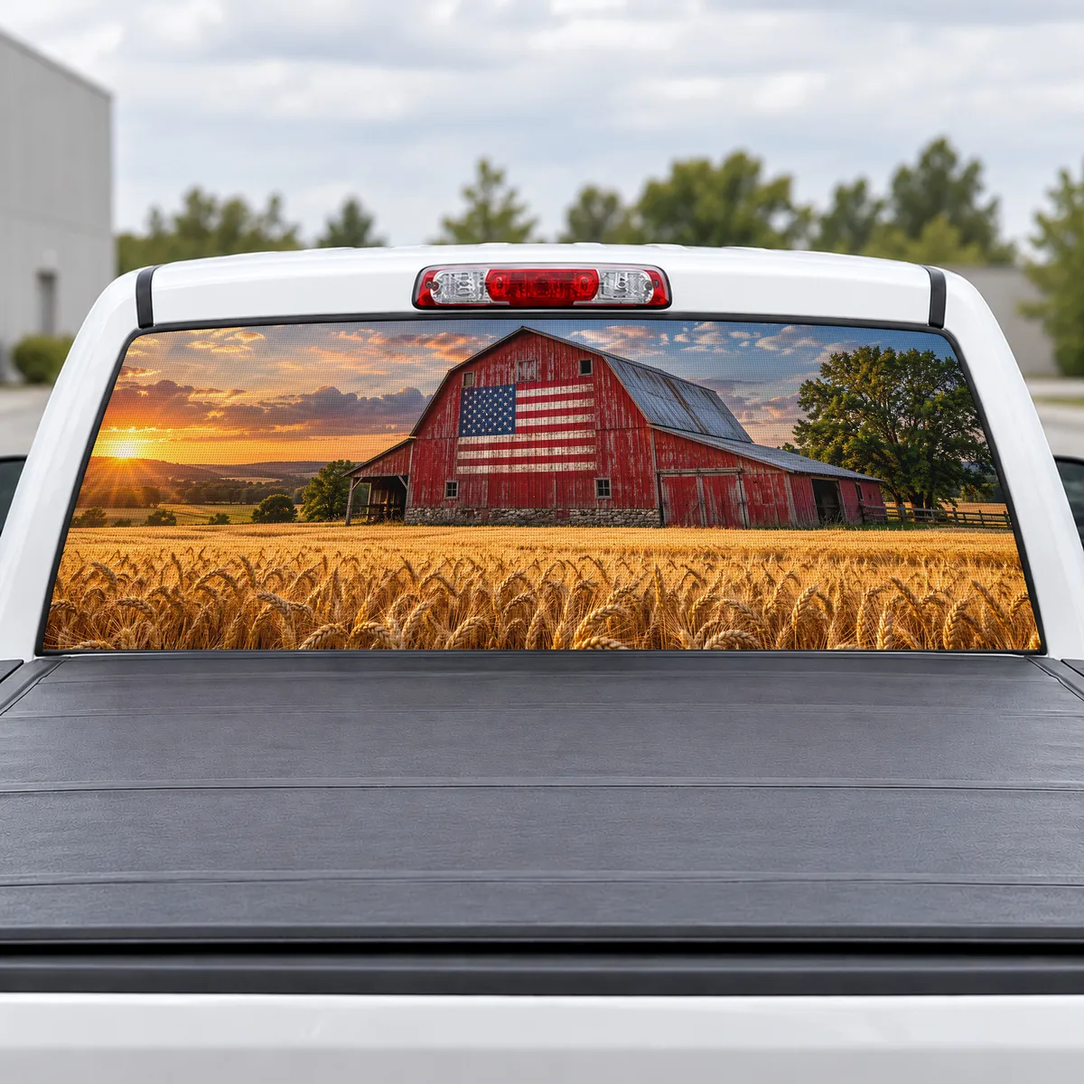 Americana Barn perforated rear window decal for Trucks