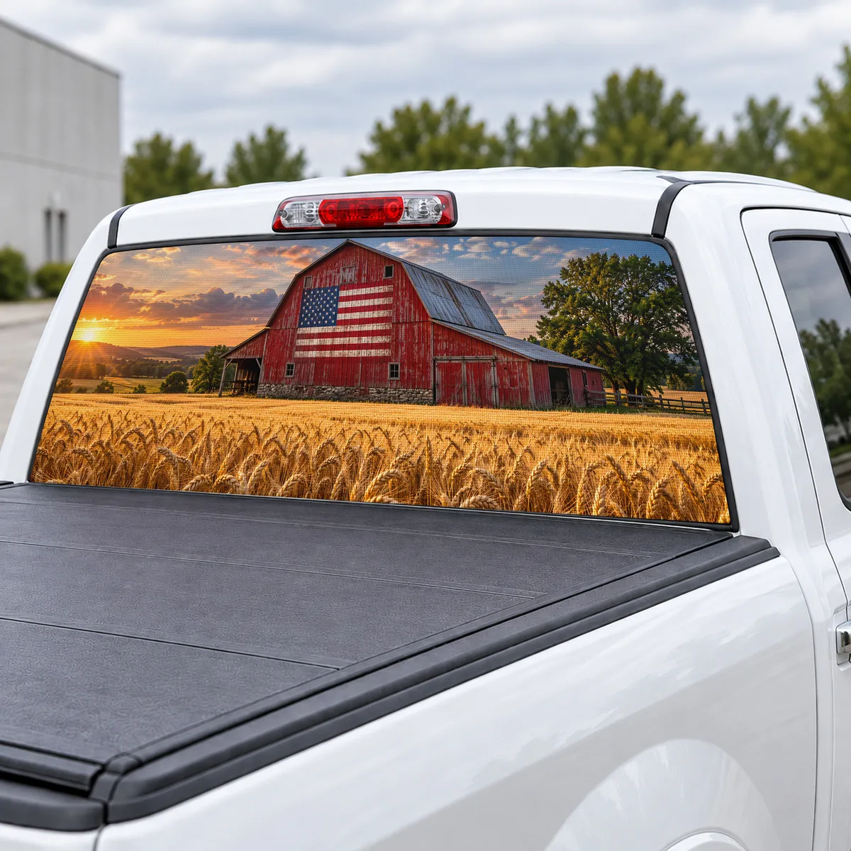 Americana Barn perforated rear window decal for Trucks, view 3 of 4