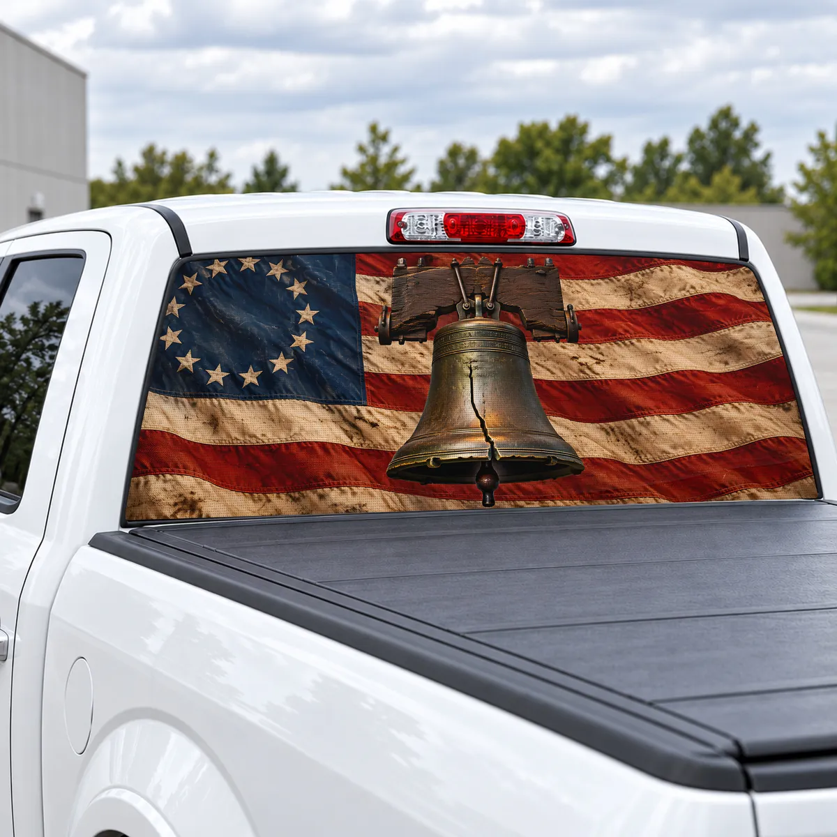 Liberty Bell perforated rear window decal for Trucks, view 2 of 4