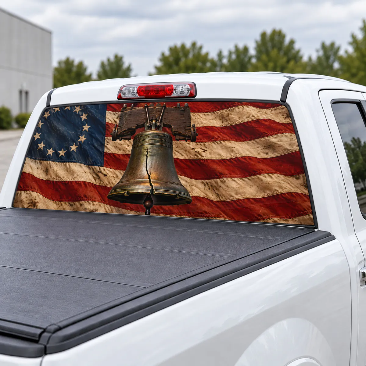 Liberty Bell perforated rear window decal for Trucks, view 3 of 4