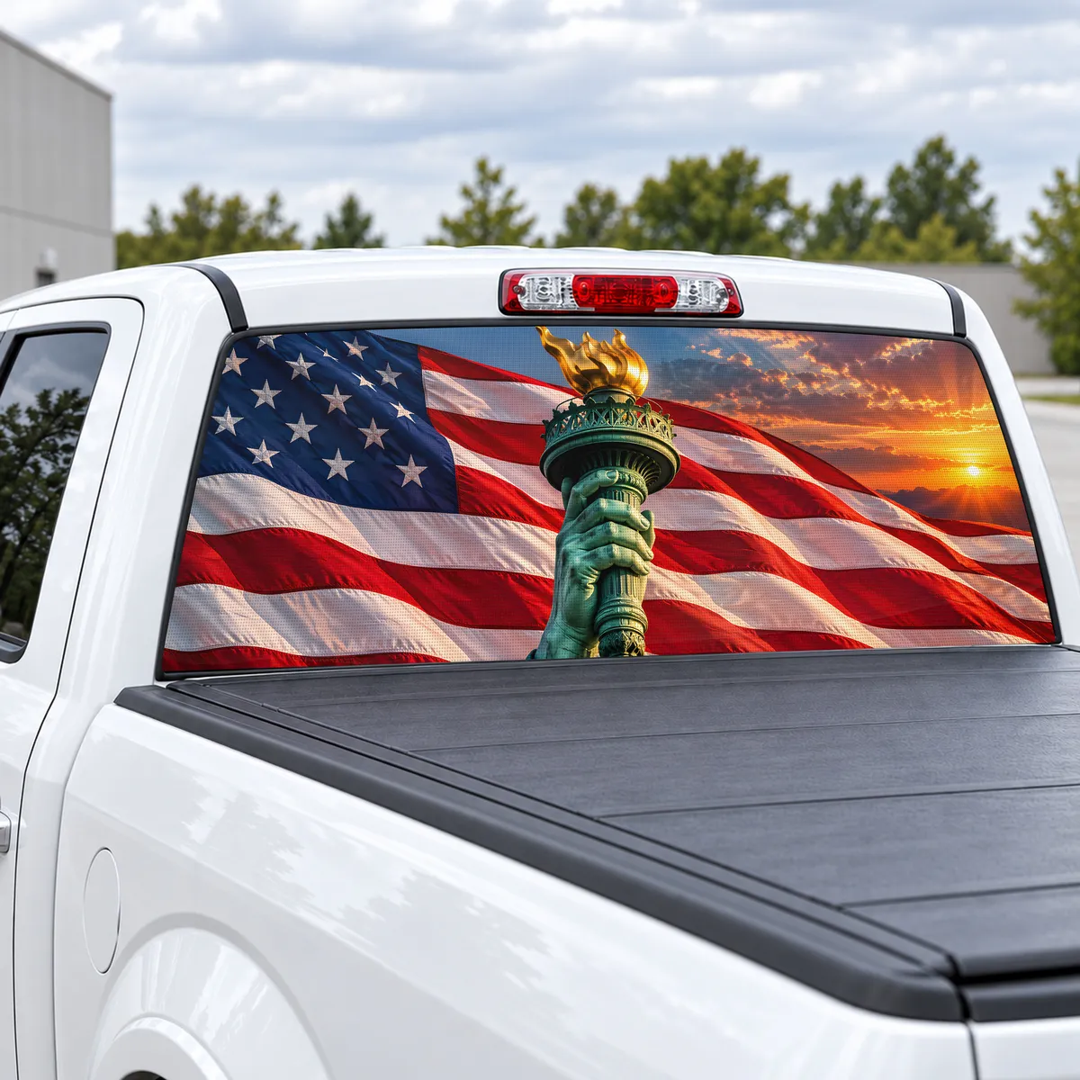 Statue of Liberty Torch perforated rear window decal for, view 2 of 4