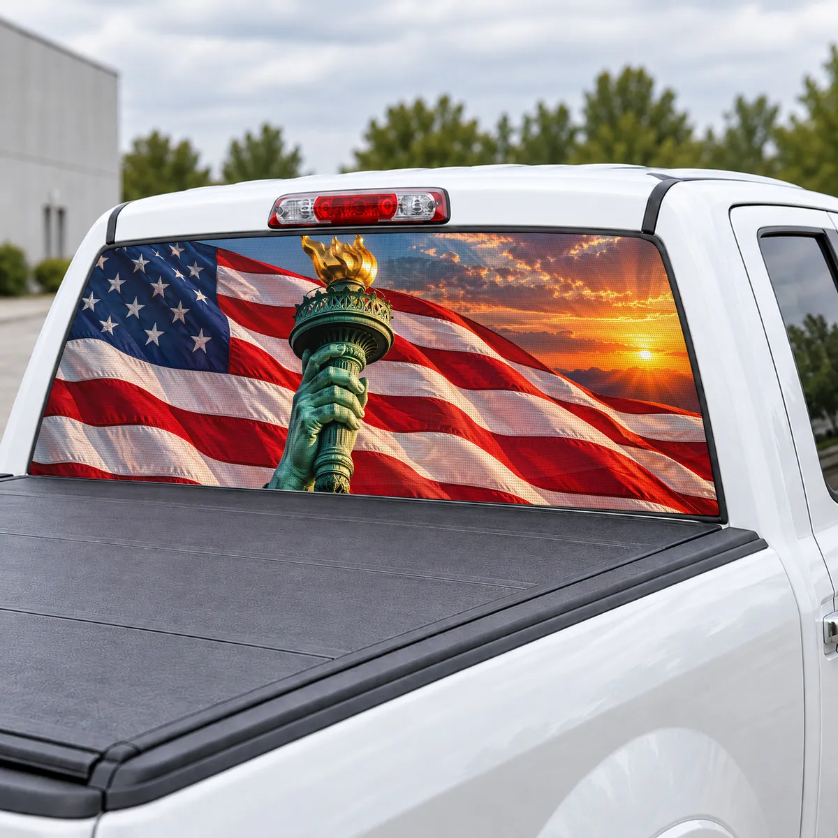 Statue of Liberty Torch perforated rear window decal for, view 3 of 4