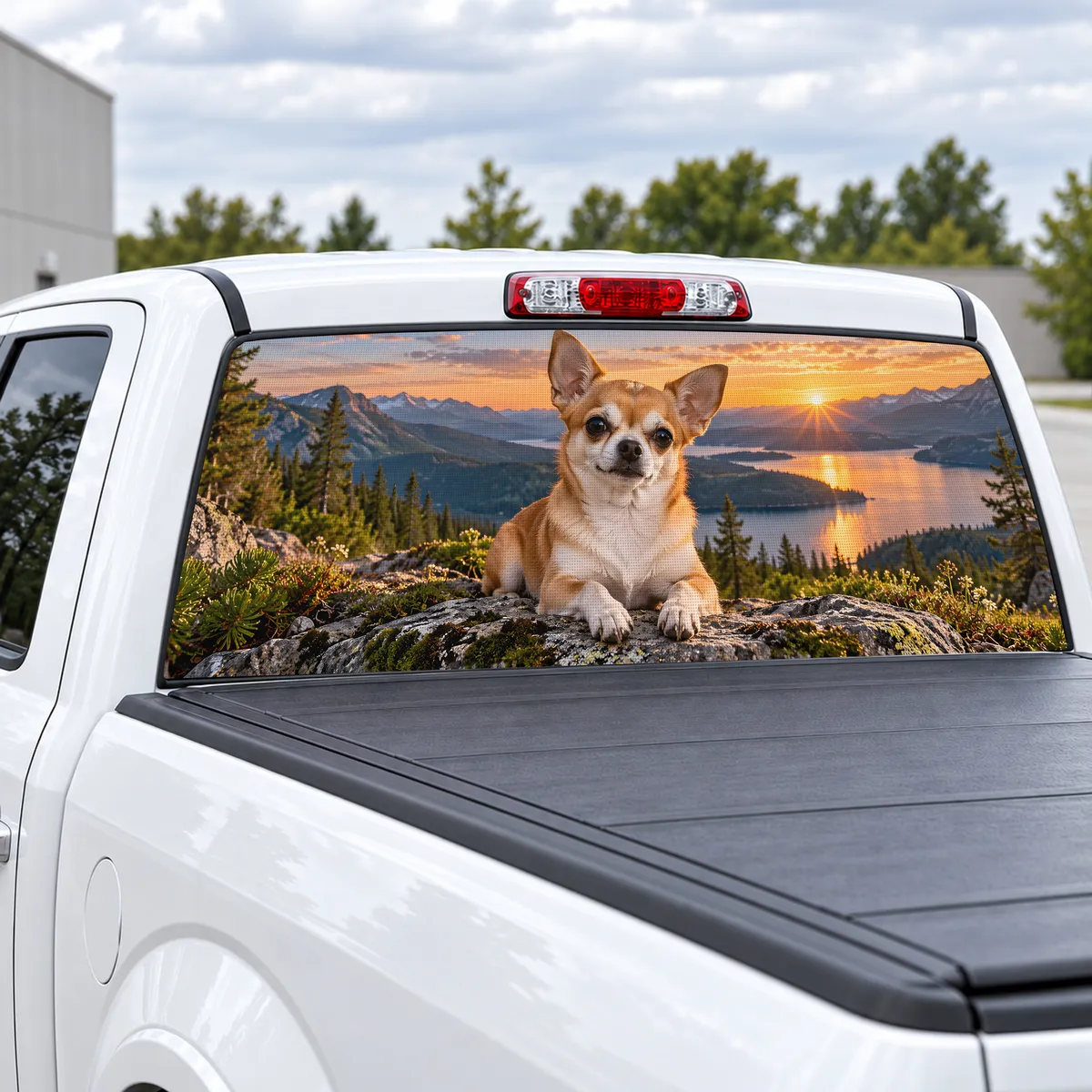 Chihuahua perforated rear window decal for Trucks, view 2 of 4