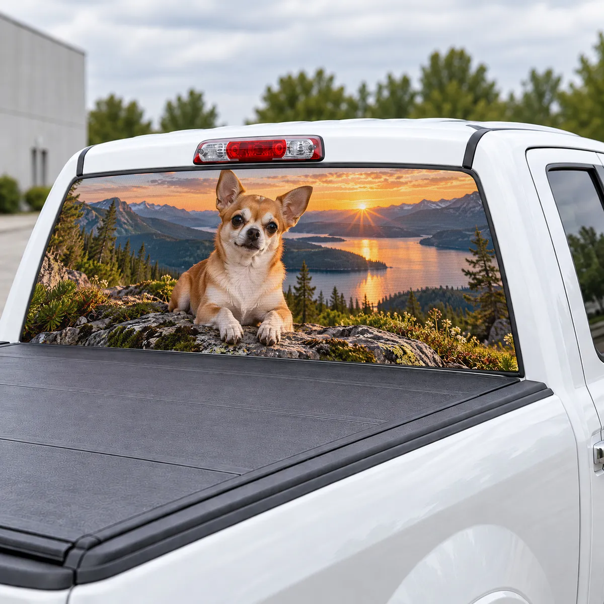 Chihuahua perforated rear window decal for Trucks, view 3 of 4