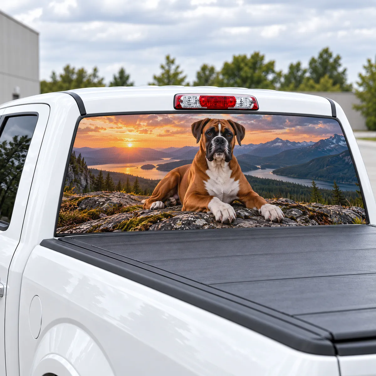 Boxer perforated rear window decal for Trucks, view 2 of 4