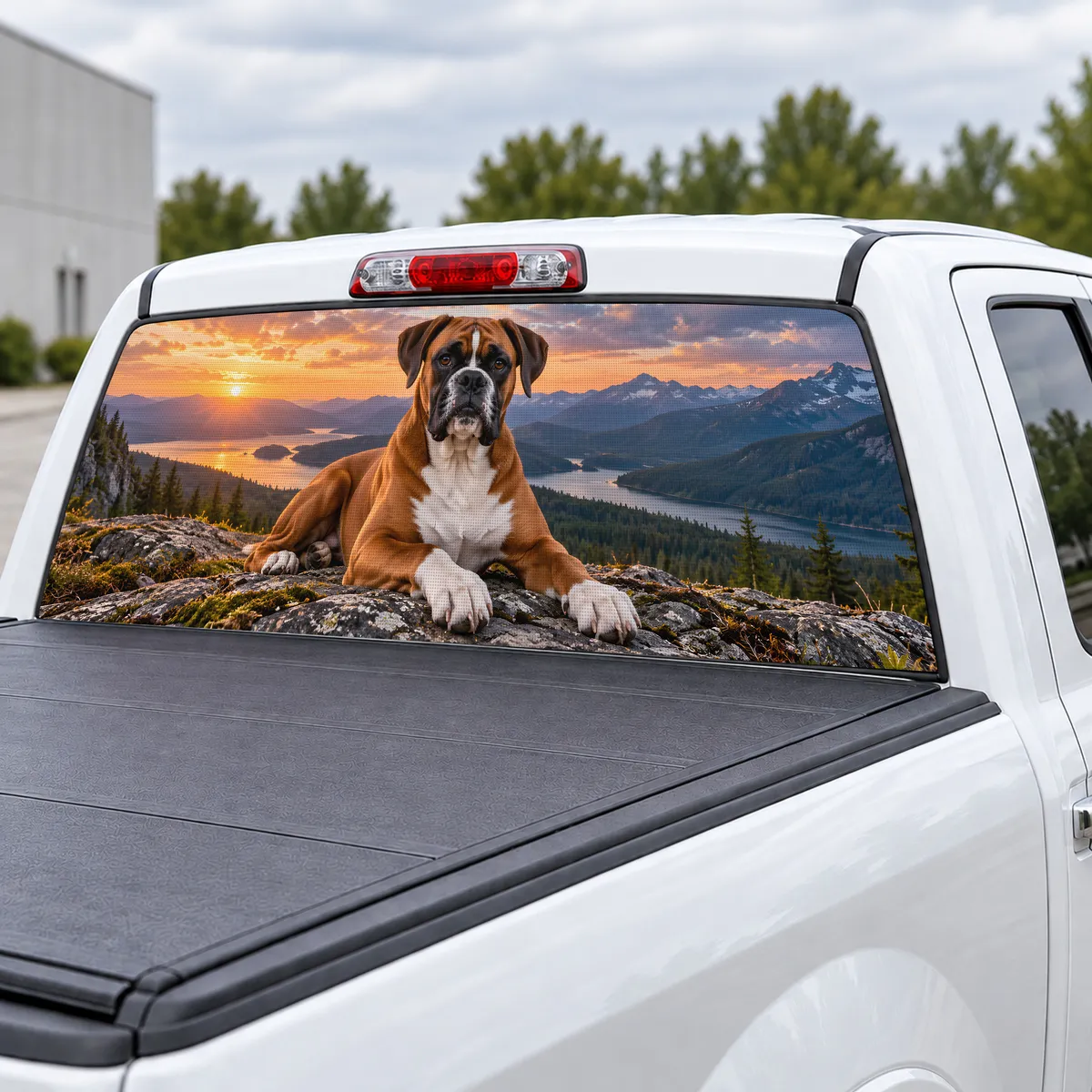 Boxer perforated rear window decal for Trucks, view 3 of 4