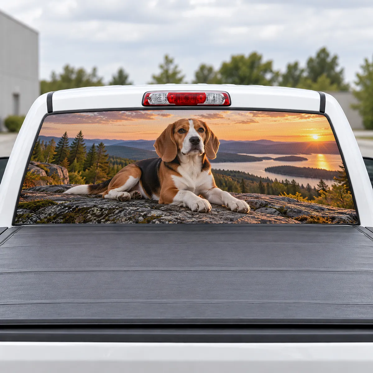 Beagle perforated rear window decal for Trucks