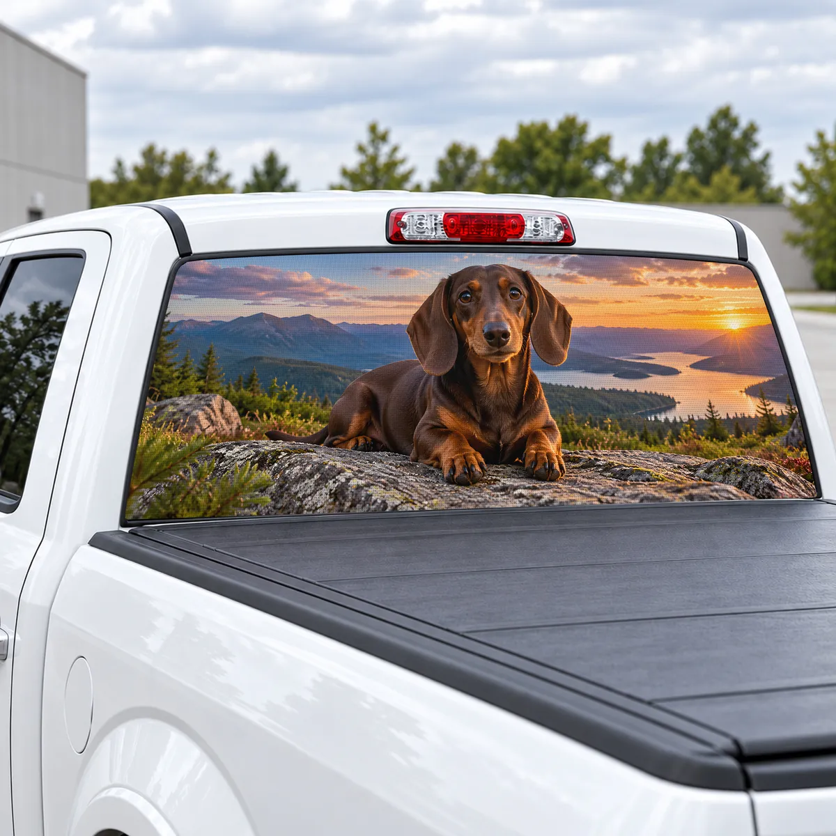 Dachshund perforated rear window decal for Trucks, view 2 of 4