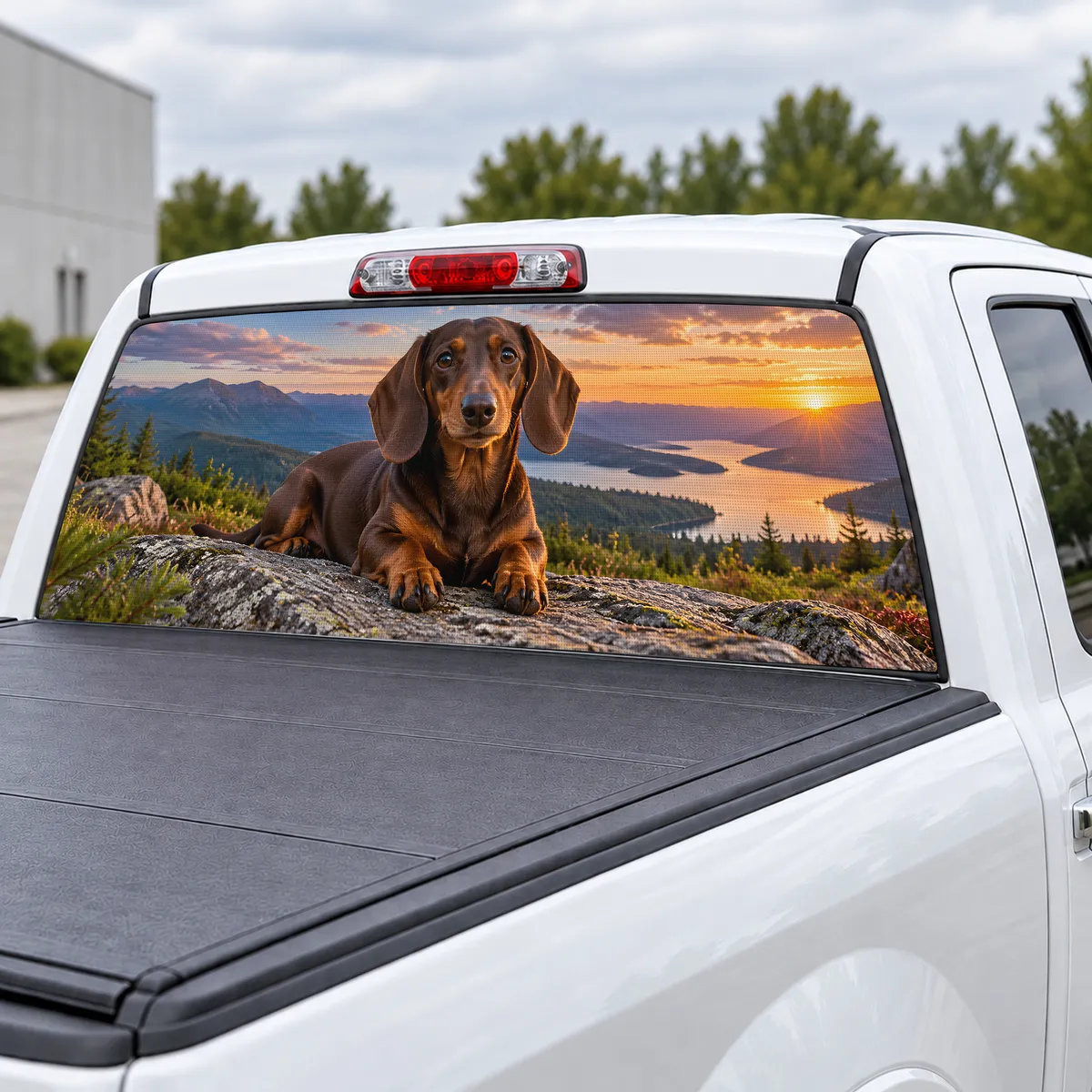 Dachshund perforated rear window decal for Trucks, view 3 of 4