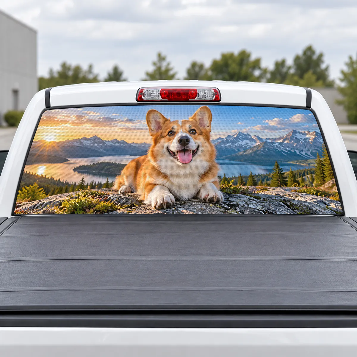 Corgi Smile perforated rear window decal for Trucks