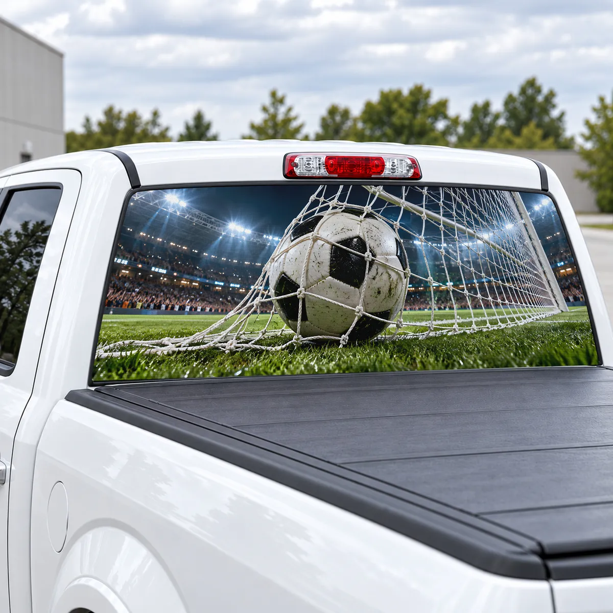 Soccer Goal perforated rear window decal for Trucks, view 2 of 4