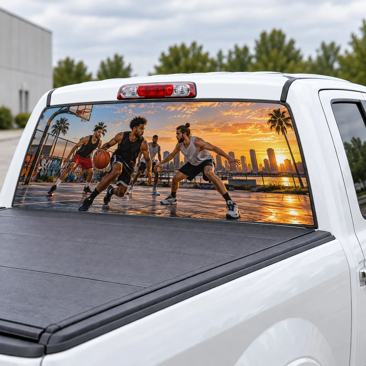 Basketball Court perforated rear window decal for Trucks, view 3 of 4