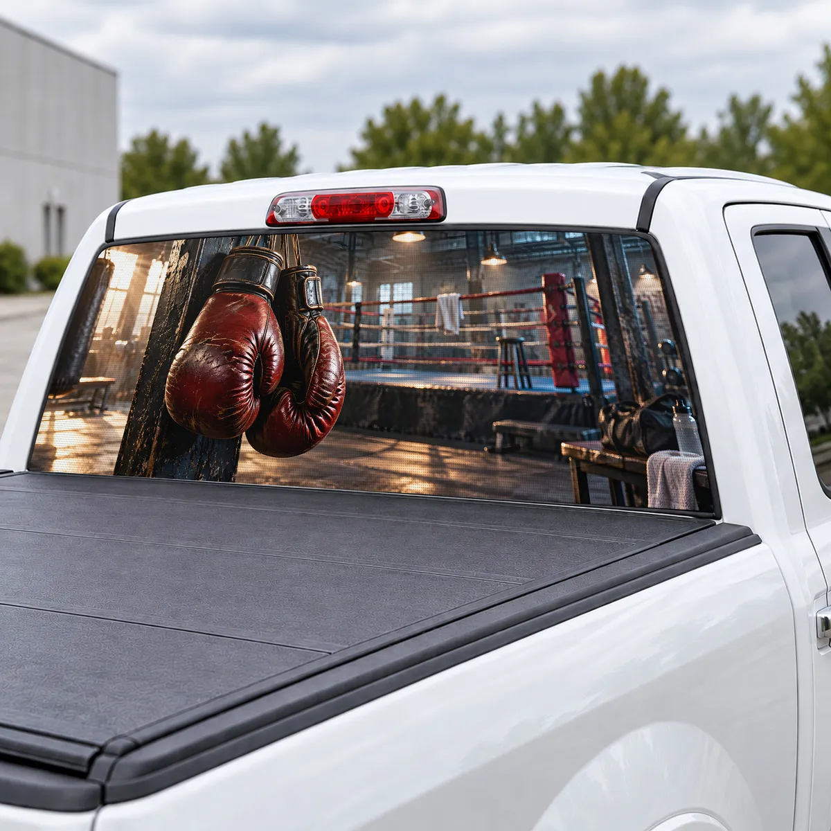 Boxing Gloves perforated rear window decal for Trucks, view 3 of 4