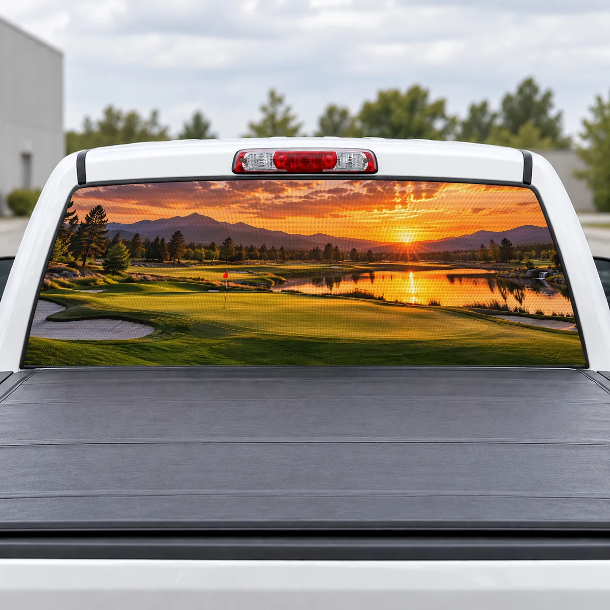 Golf Sunset perforated rear window decal for Trucks