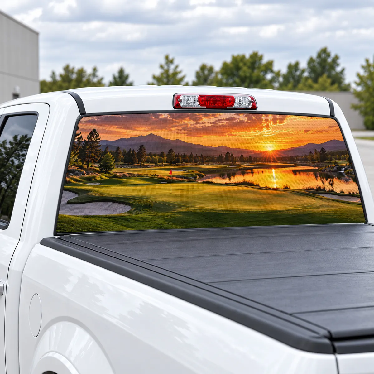 Golf Sunset perforated rear window decal for Trucks, view 2 of 4