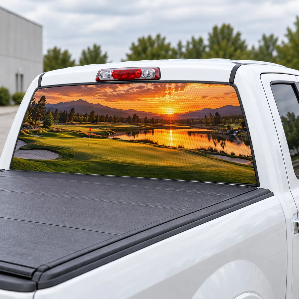 Golf Sunset perforated rear window decal for Trucks, view 3 of 4