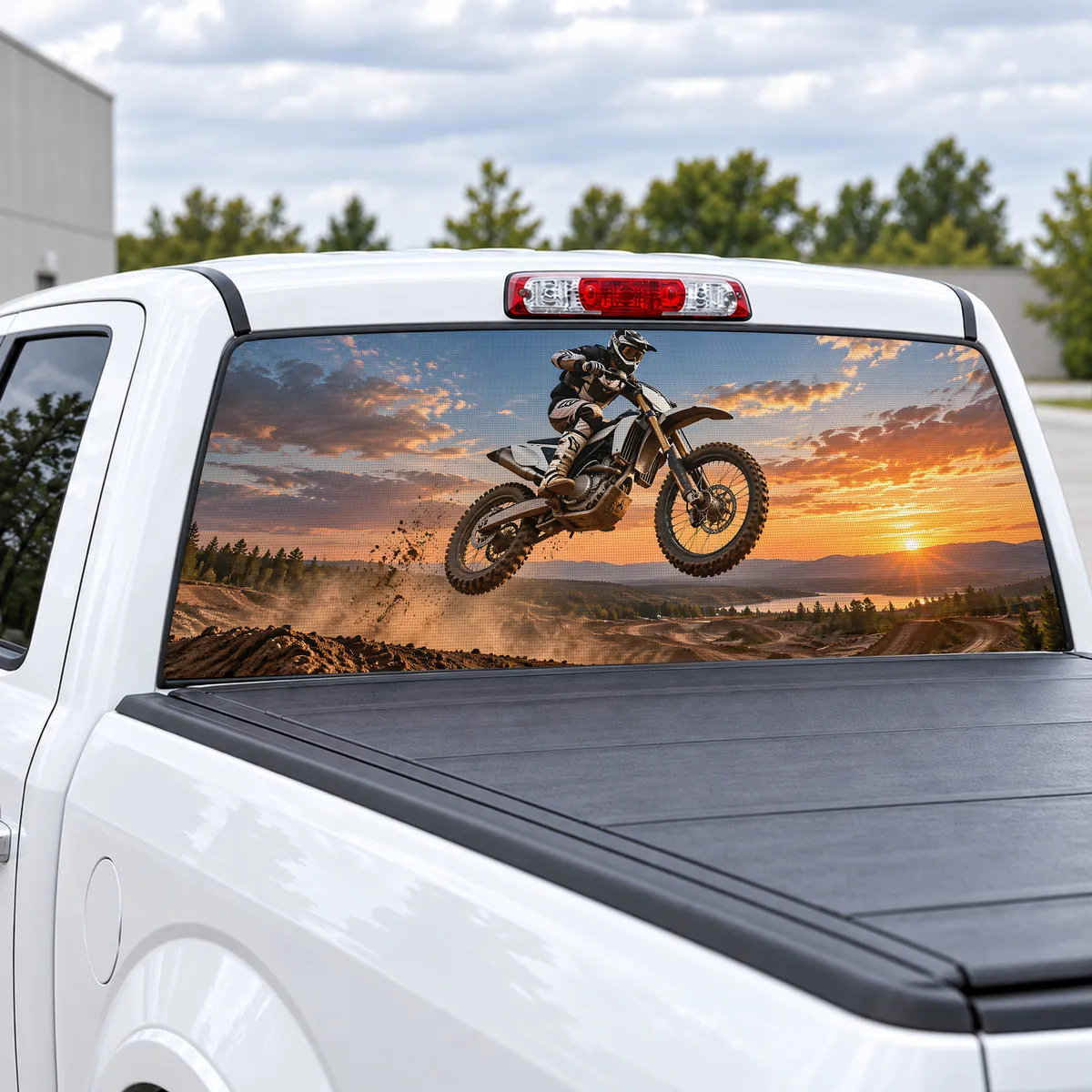 Motocross Jump perforated rear window decal for Trucks, view 2 of 4
