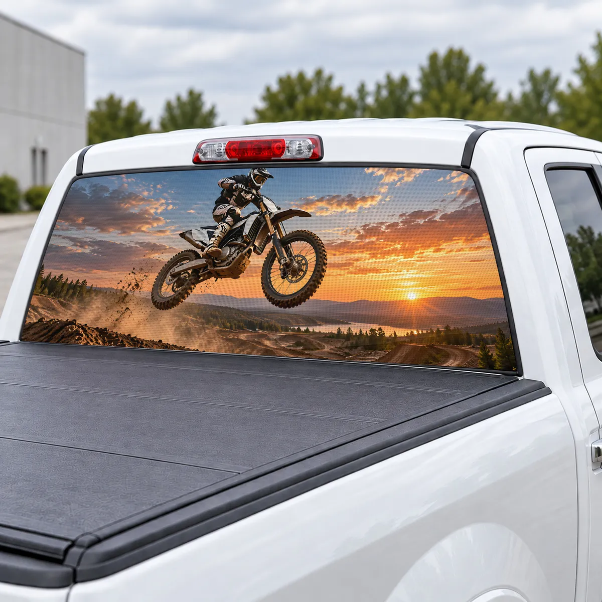 Motocross Jump perforated rear window decal for Trucks, view 3 of 4