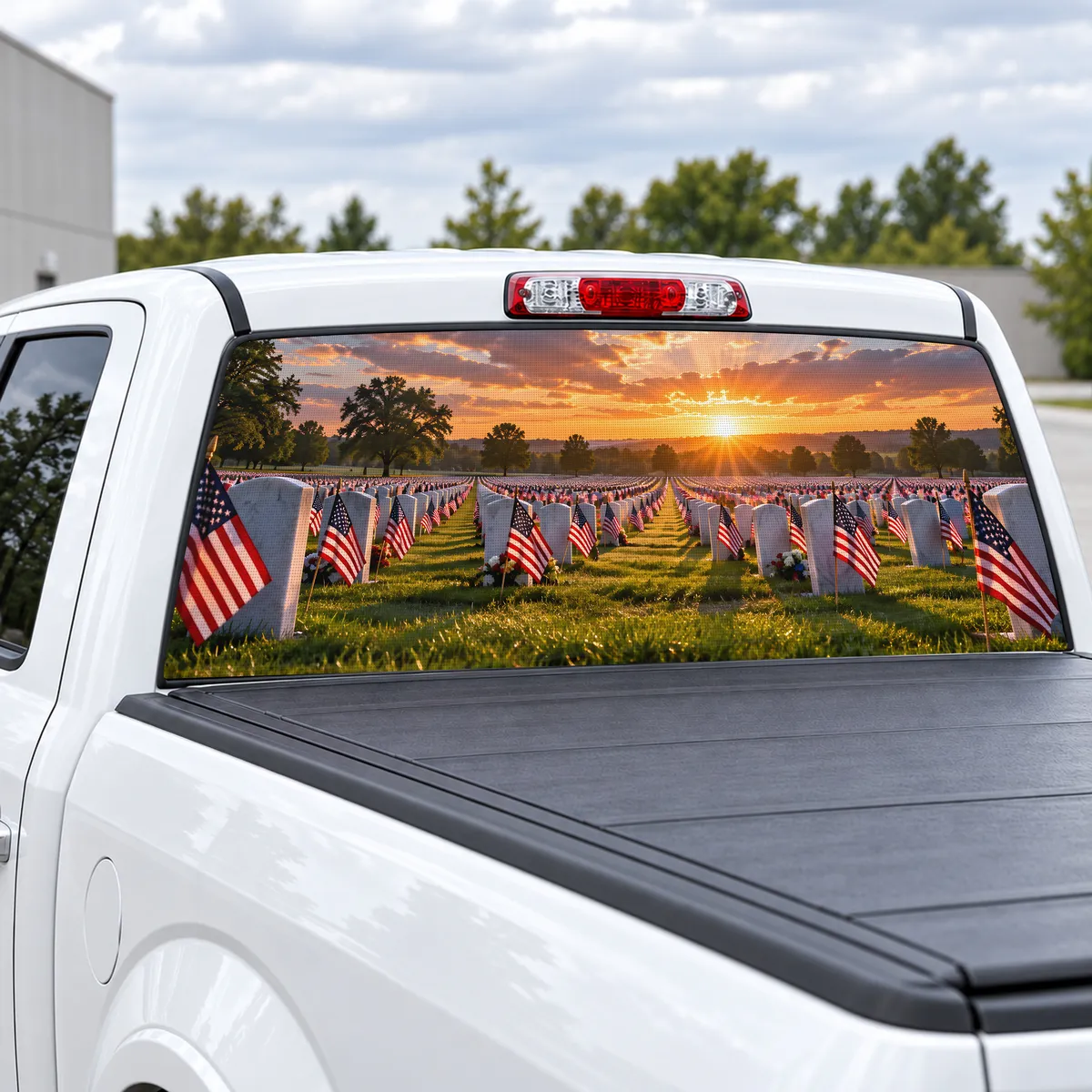 Memorial Day Field perforated rear window decal for Trucks, view 2 of 4