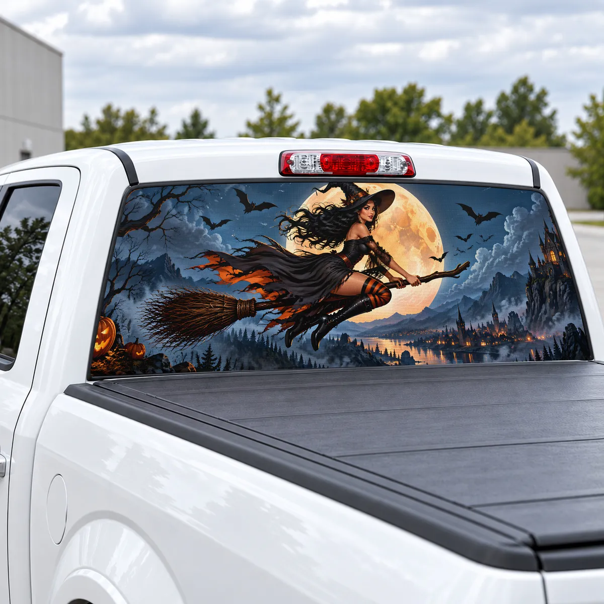 Witch Moon perforated rear window decal for Trucks, view 2 of 4