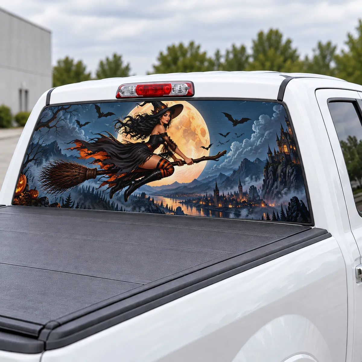 Witch Moon perforated rear window decal for Trucks, view 3 of 4
