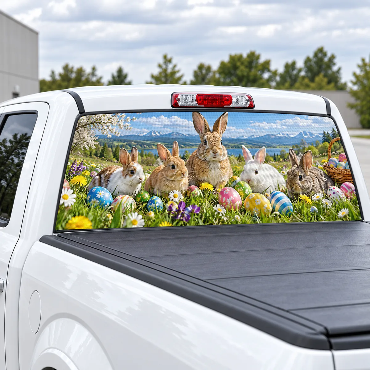 Easter Meadow perforated rear window decal for Trucks, view 2 of 4