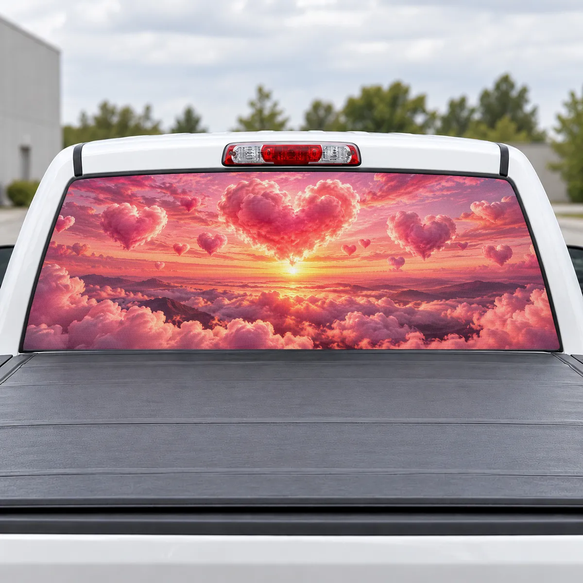 Valentine Hearts perforated rear window decal for Trucks