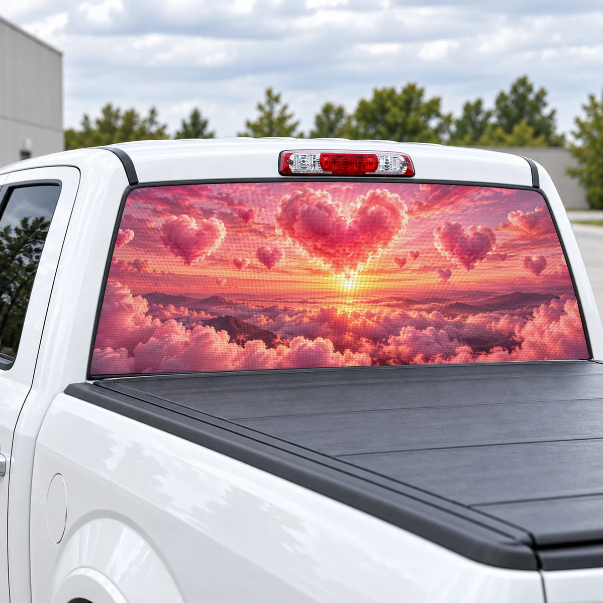 Valentine Hearts perforated rear window decal for Trucks, view 2 of 4