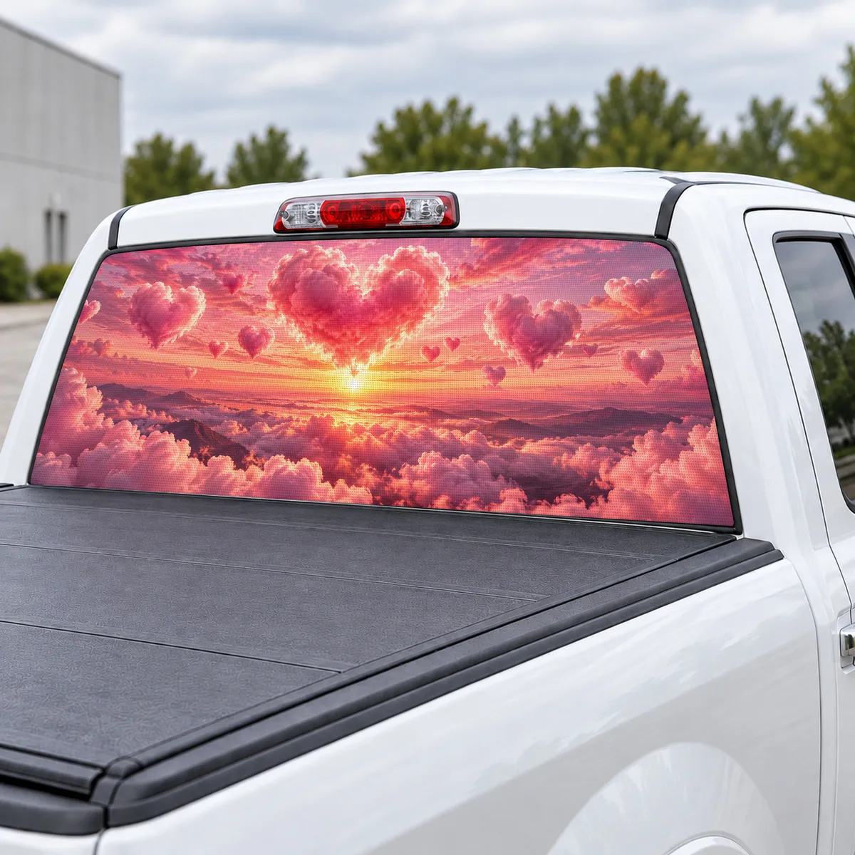 Valentine Hearts perforated rear window decal for Trucks, view 3 of 4