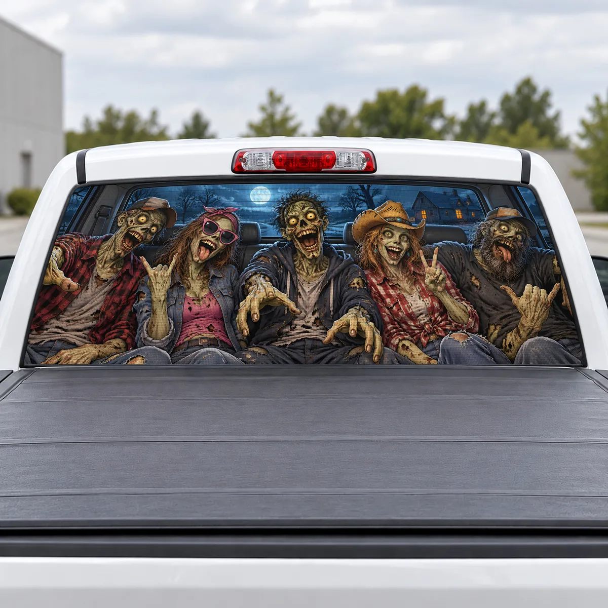 Zombie Backseat perforated rear window decal for Trucks