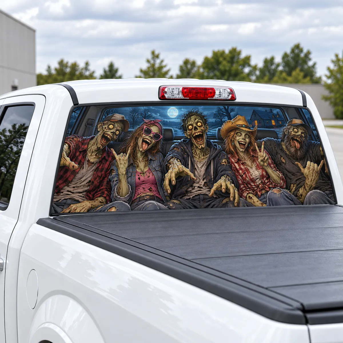 Zombie Backseat perforated rear window decal for Trucks, view 2 of 4